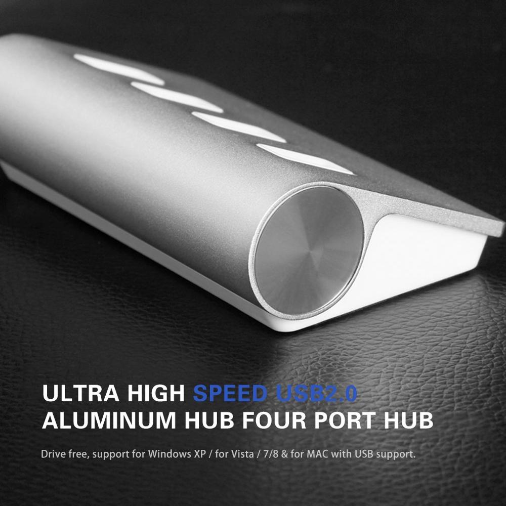 Alta velocidade mini 4 portas blau led licht usb hub divisor de alumínio potência für apple mac macbook computador portátil desktop