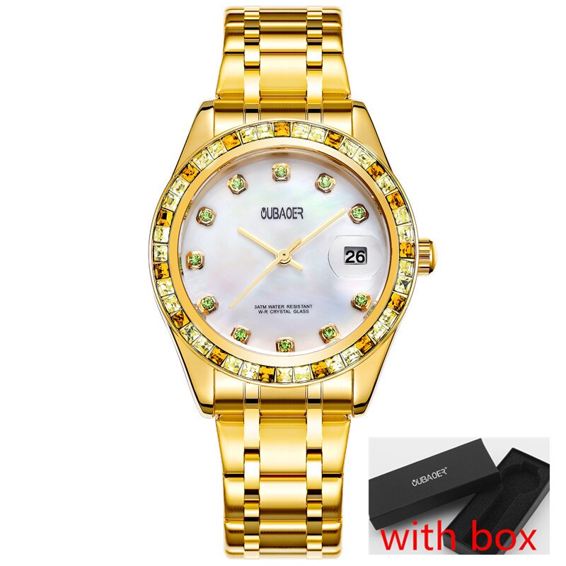 Relogios Femininos Oubaoer Top Luxe Kalender Quartz-Horloge Dames Horloges Vrouwen Rvs Strass Horloges Vrouwen