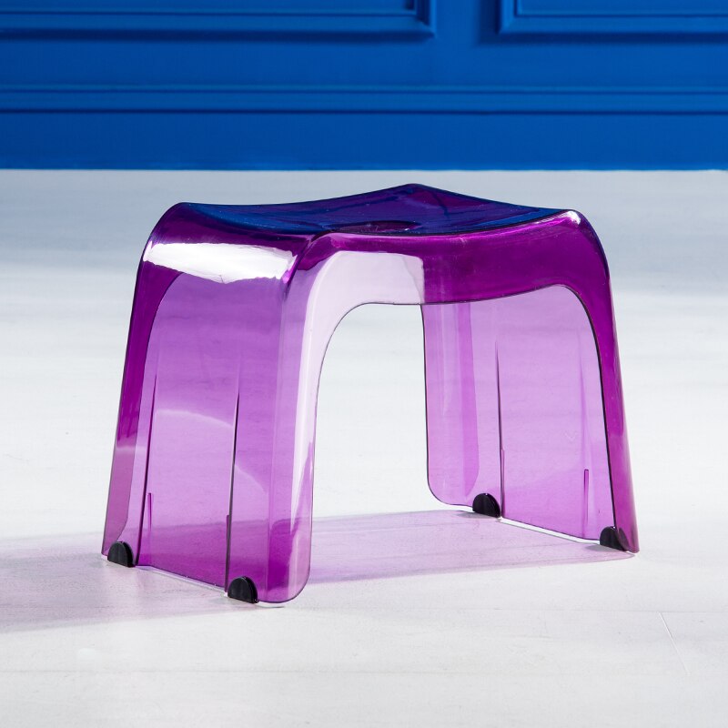Moderno semplice ottavino sgabello soggiorno per la casa sgabello basso trasparente sgabello in cristallo creativo panca piccola in plastica bagno antiscivolo: viola