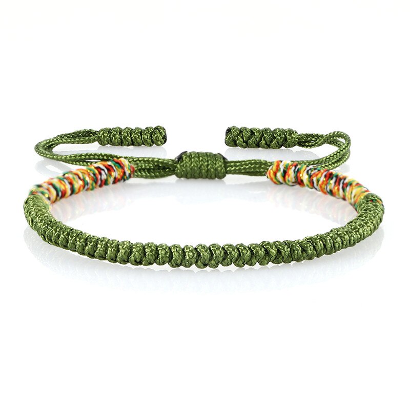 Multi Kleur Armbanden En Armbanden Voor Vrouwen Mannen Tibetaanse Boeddhistische Handgemaakte Gevlochten Touw Verstelbare Lucky Armband Sieraden: green