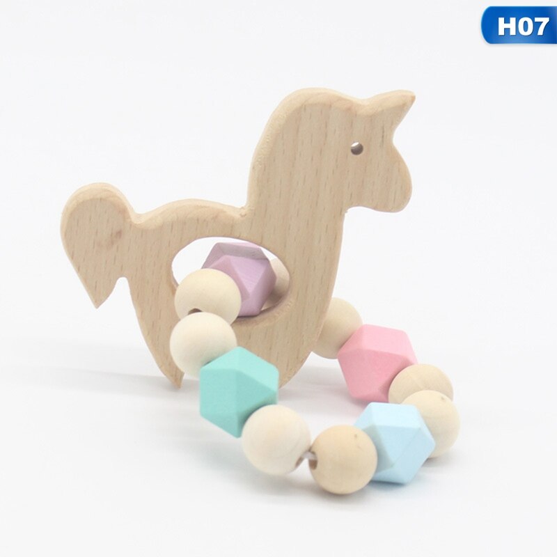 Baby Bijtring Armband Molaire Stok Beuken Houten Speelgoed Baby Armband Speelgoed Baby Care Armband Hand Lijm Zorg Geschenkdoos: HO7