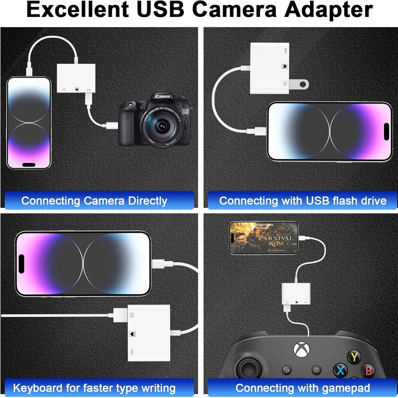 Adaptador Ethernet RJ45 con puerto de carga USB OTG, dispositivo 3 en 1 para Lightning iPhone 14, 13, 12, 11, 8, 7, 6, 5 /iPad/iPod
