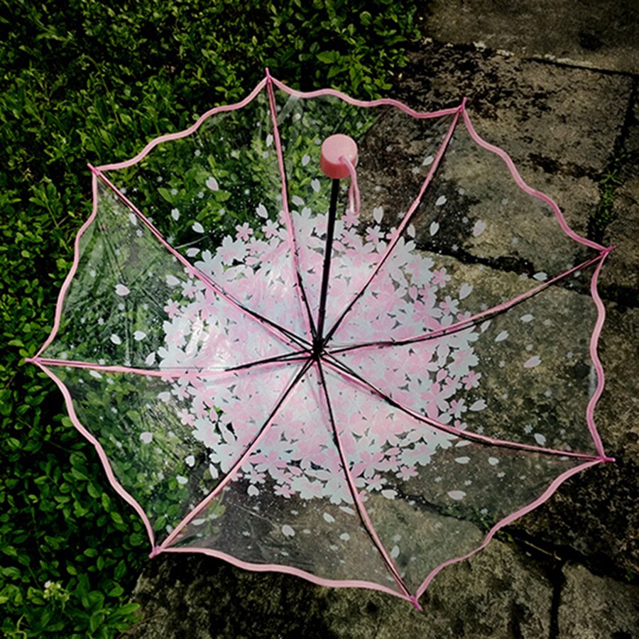 Japanese Rain Folding Umbrella Kids Women Lightweight Sakura Novelty Transparent Umbrellas Flower Small Modis Girl 40YS135