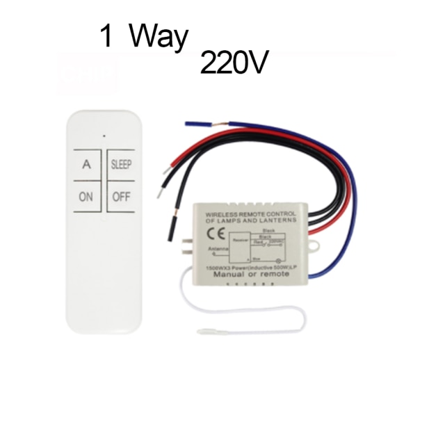 Qiachip Draadloze Afstandsbediening Lichtschakelaar 220V Ontvanger Zender Op/Off Digitale 1/2/3 Way Muur Afstandsbediening schakelaar Lamp: 1 Way 1 Set