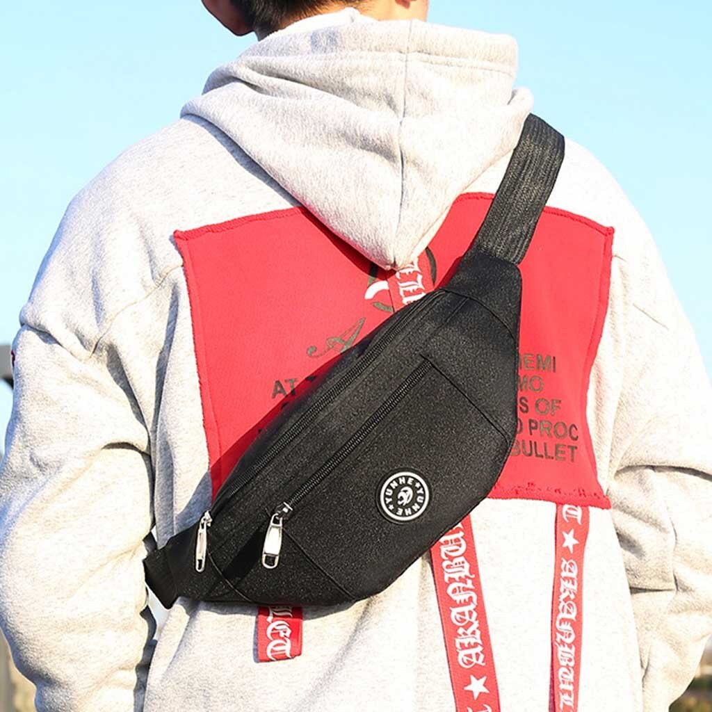 Sac de taille multifonctionnel étanche poches unisexe décontracté épaule sacs de messager fermeture éclair sac étanche p5