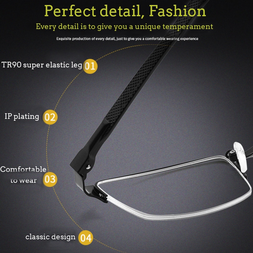 Ultralight Titanium Alloy Myopia Men Glasses Frame Superelastic TR90 Leg Prescription Grade Eyeglass Business Eyewear Half Frame