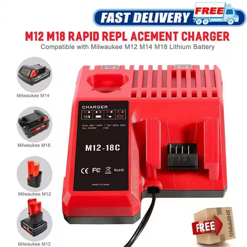 N12 N14 N18 Li-ion Battery Charger for Milwaukee 12 V 14.4V 18V C1418C 48-11-1815/1828/1840 Series Power Tool Charger EU/US Plug