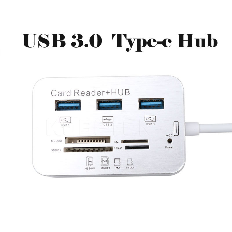 Kebidu High Speed 3.0 Combo 3 Ports USB Hub Card Reader All In One USB 3.0 Hub For PC Computer Accessories Notebook: black