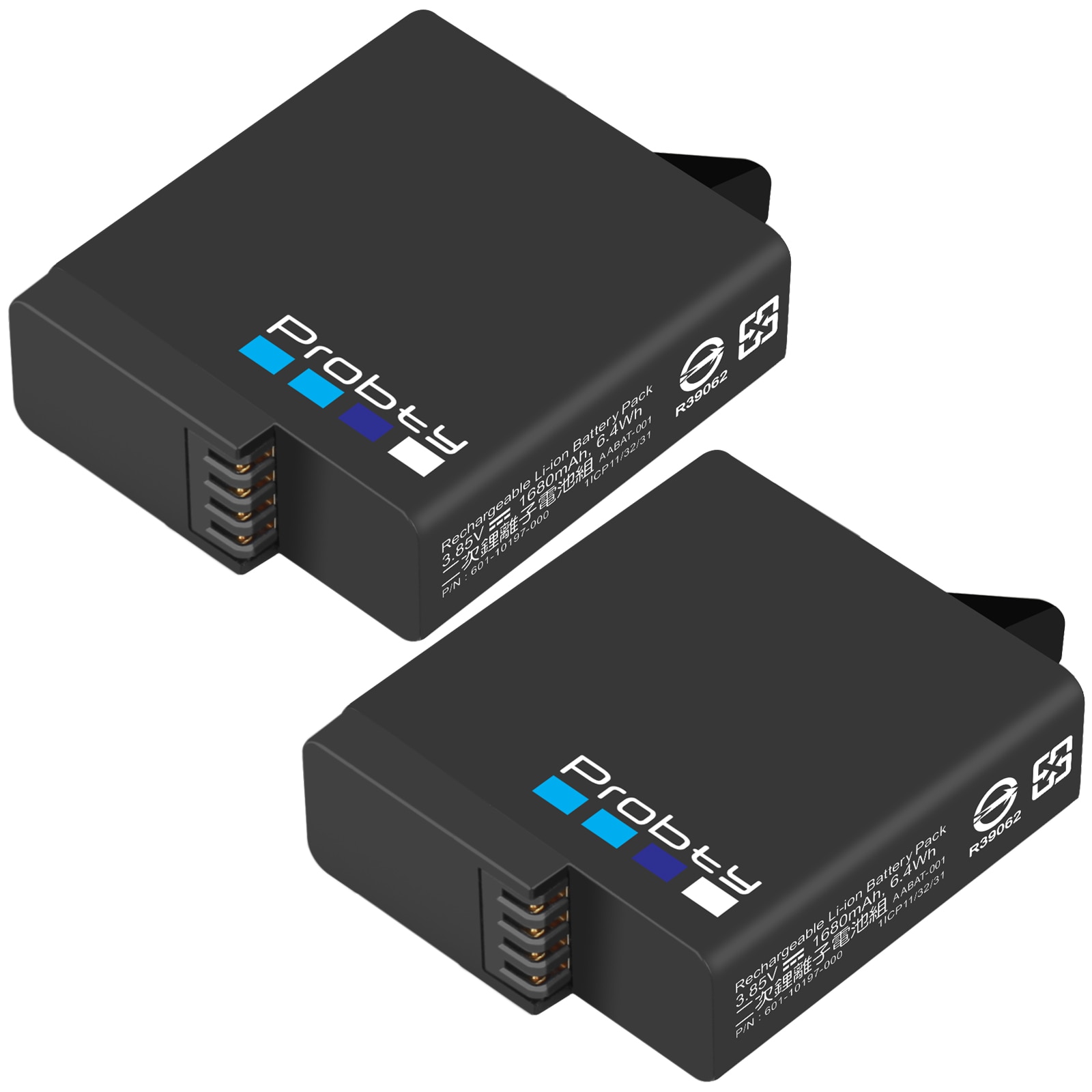 Probty d'origine pour GoPro hero 7 hero 6 hero 5 Batteries noires et chargeur Triple pour GoPro hero 7/6/5 accessoires de batterie noir