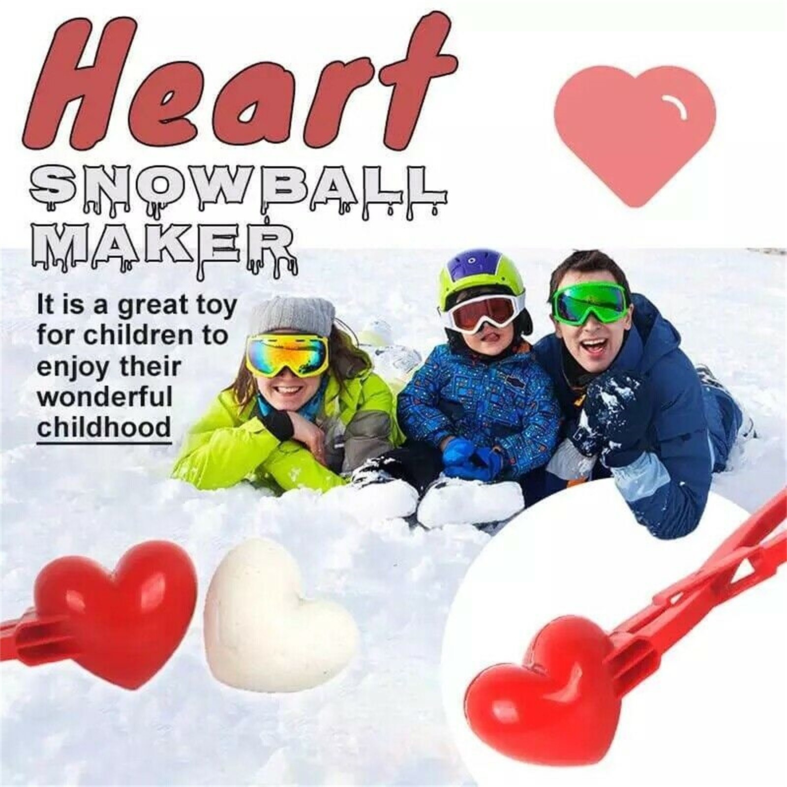 Heart Snowball Maker Winter Plastic Snowball Maker Clip Kids Outdoor Mold Toys Snowball Maker Clip Winter Snow Toy For Kids