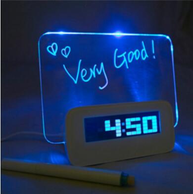 Creativity LED Leave A Message Alarm Clock Student Couple Birthday Valentine Desktop 4 USB Powered Clocks Table Home Decor: Blue