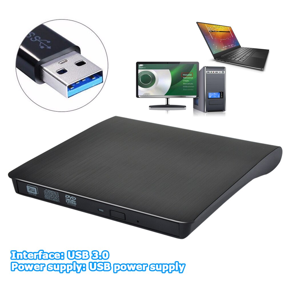 Unidad de CD externa portátil, Lector de DVD ROM, portátil, USB 3,0, Ultra delgado, CD, DVD, ROM