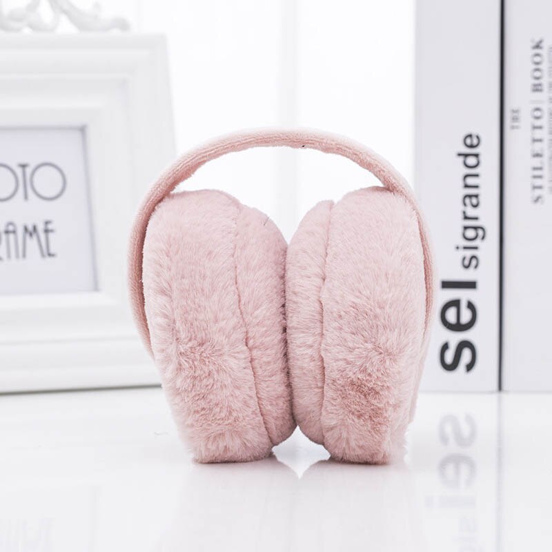 Hiver unisexe hiver cache-oreilles en peluche pliable couleur unie femmes hommes chauffe-oreilles Orejeras De Invierno: Dark pink