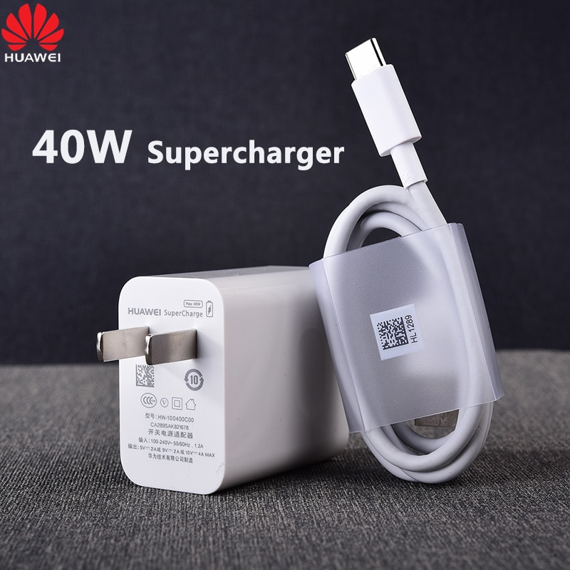 Huawei Supercharge 40W Quick Charger 10V/4A Adapter 5A Type-C Usb Kabel Voor P30 P40 pro Mate 20 30 Pro Nova 5 6 7 Pro Magic 2