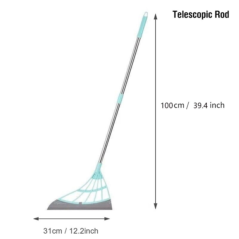 Escoba mágica telescópica para quitar la suciedad y el pelo, mopa de silicona para limpieza de suelo del hogar, puede barrer el agua con escurridor ajustable: Telescopic blue