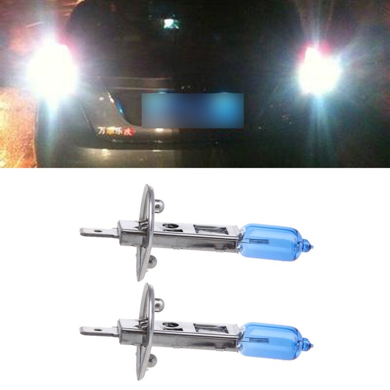 1 Pair Car Headlight H1 Lamp Super White Car Halogen Bulb 100W Fog Light DC 12V
