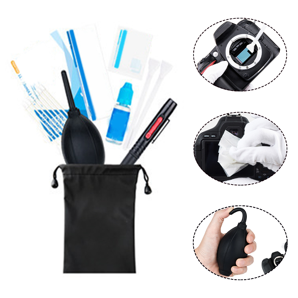 DSLR SLR Camera Cleaning Kit Multipurpose Screen 9 In 1 Universal Lens Sensor Care Cloth Brush Swabs Air Blower