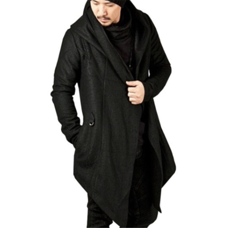 Männer Casual Mit Kapuze Graben Herbst Winter Kleidung Langarm Strickjacke Dünne Graben Solid Mantel Mantel Streetwear Männlichen Mantel