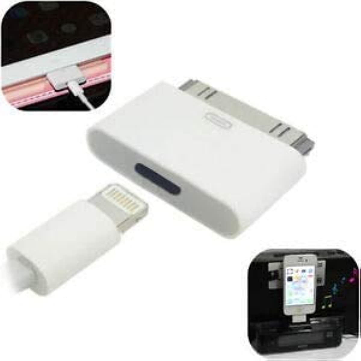 Lightning  to 30-- pins adapter, oplaad- en synchronisatieconverter voor 30- pins dockingstations, compatibel met iphone 4/4s/ en ipod touch (geen audio).