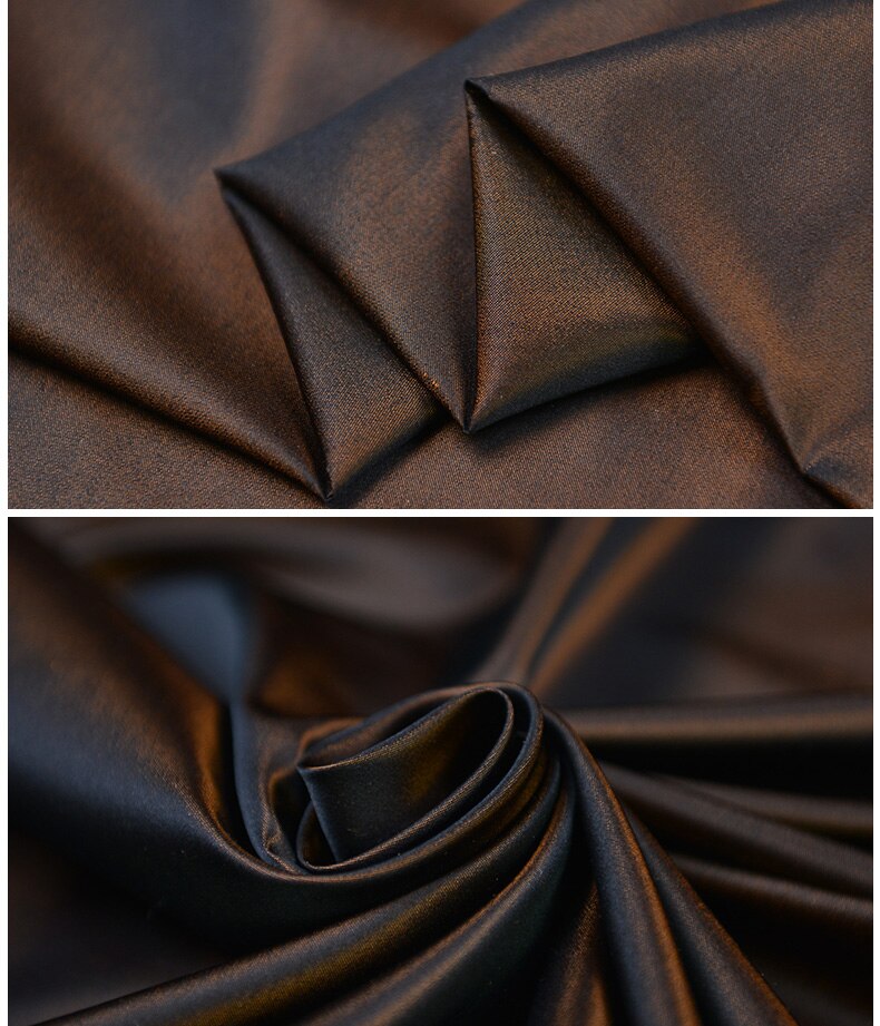Brown soft glutinous bone suit gown fabric silk double Palace satin yarn-dyed caramel color women's dress fabric: Default Title