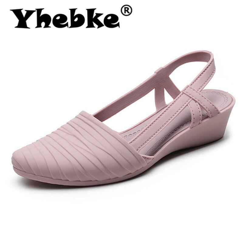 sandalias para mujer, zapatos de punta afilada, zapatos de gelatina, suela suave, Sandalias de tacón bajo, zapatos casuales al aire libre para la playa de calle diaria, Rosa: Pink / 39