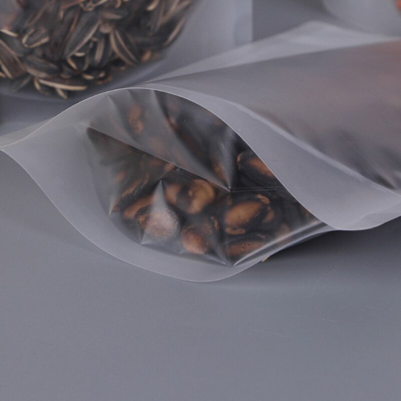 10pcs Transparent Zip Lock Plastic Bag Stand up Frosted Zipper Self Sealing Ziplock Reclosable Poly Bag Food Packaging Bag