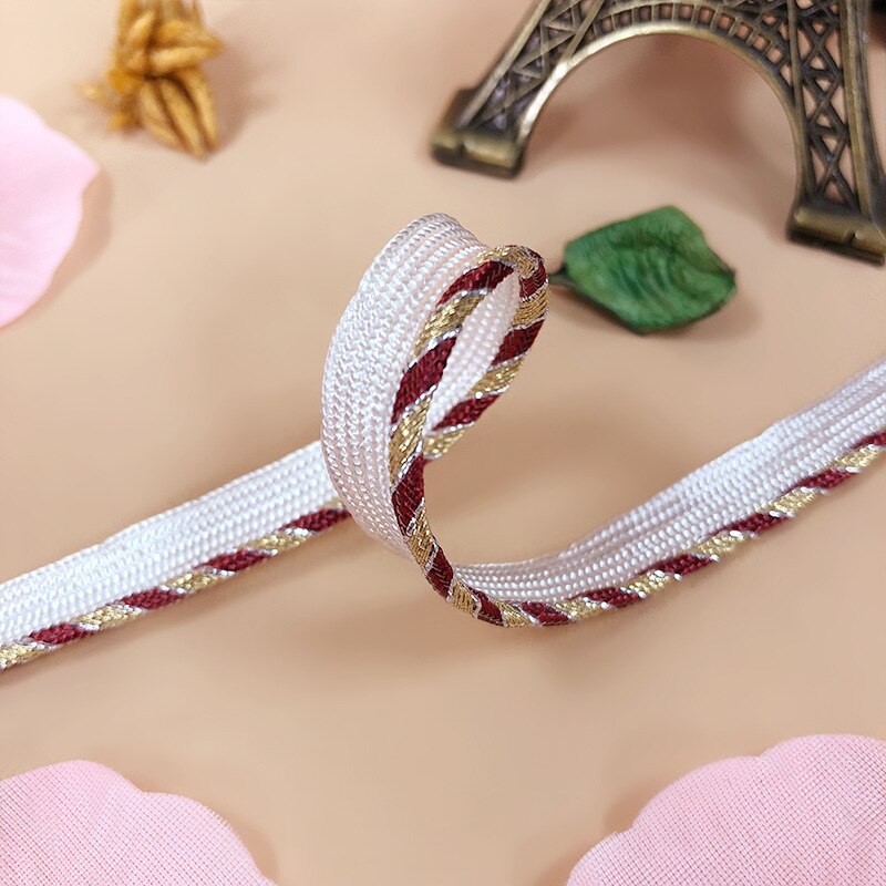 Ribete de cordón de labio de tubería, accesorio de Material de 1cm, blanco, negro, rojo y plateado, cojín de almohada, borde de tapicería, suministros de costura: 05