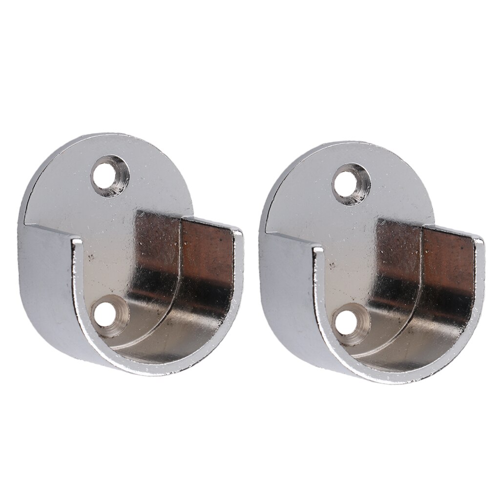 Metal Curtain Rod Caps Recess Wall Bracket Rail Support for 25/28mm Hardware
