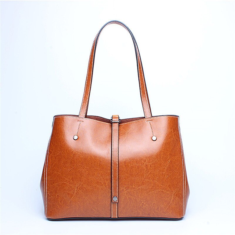 Nesitu Casual Mode Zwart Bruin Groen Split Lederen Vrouwen Handtassen Dame Bakken M7028: brown