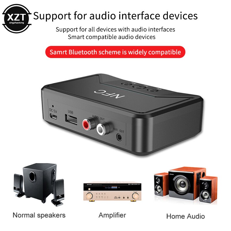 Bluetooth Receiver NFC/USB Disk Music Reading Stereo Wireless Adapter 3.5mm AUX/RCA Car Speaker Audio Receiver