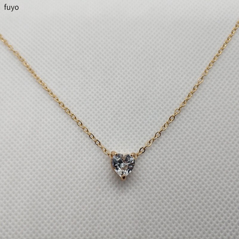 Crystal Heart Necklace Pendants For Women Short Gold Necklace Chain Pendant Necklaces Crystal Heart Choker Necklace Chocker Neck: Gold