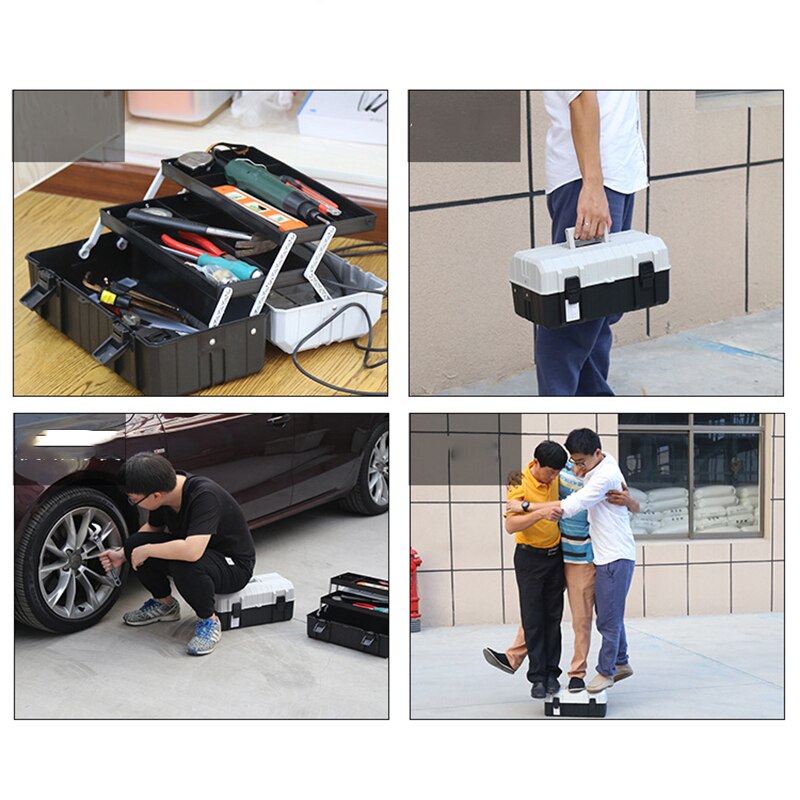 Portable Plastic Tool Box Multi Layer Storage Box Hardware Toolbox Container Case Multifunction Car Repair Box