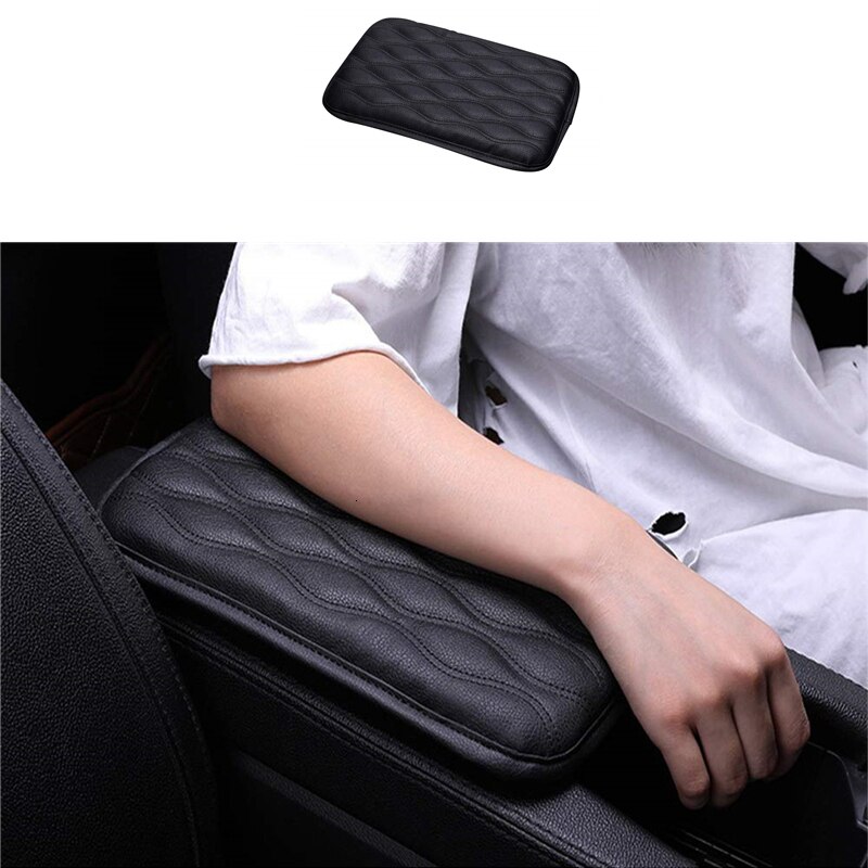 Car Seat Headrest Pillows Waist Back Support Cushions Set Memory Foam Black PU Leather Neck Rest Pad Auto Styling Accessories: 1Pcs Black Armrest