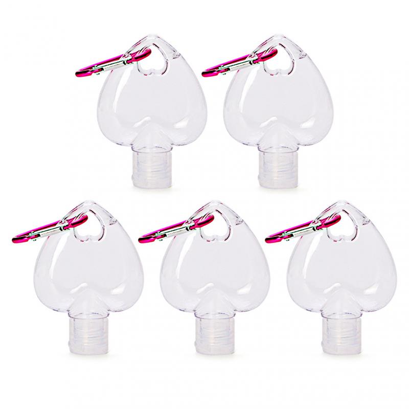 5 stuks reis plastic doorzichtige sleutelhanger hartvormige flessen reis buiten vloeistofcontainers zeep handwasvloeistof opslagflessen: Default Title