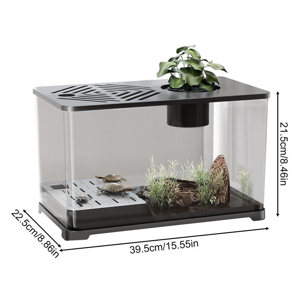 Akwarium na biurko, duży akwarium, pojemnik na akwarium, panoramiczne HD z miejscem robić odpoczynku dla żółwi, robić uprawy roślin wodnych, gupików.: żółty
