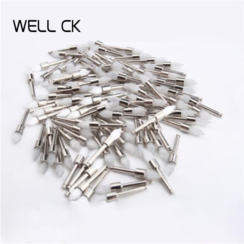 100 Stks/set Tandheelkundige Materialen Polijsten Borstel Kleur Profylaxe Wit Nylon Flap Taper Tandheelkunde Odontologia Klink Taper Tandarts: 100Pcs White nylon