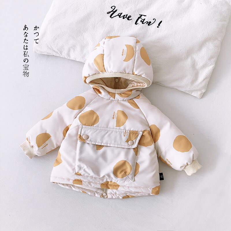Winter Veer Mian Mian Han Editie Terug Rits Hooded Kleding Prive Katoen Gewatteerde Jas Verbindt Zich Tot 1209: Yellow / 4T  110cm