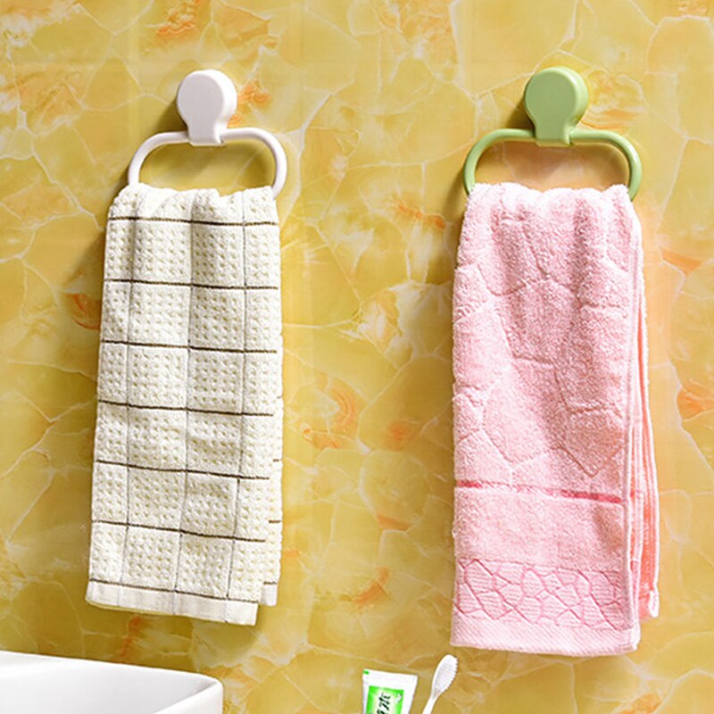 Toallero de Estilo Redondo de plástico montado en la pared, soporte para colgar, organizador, colgador para baño, cocina, armario
