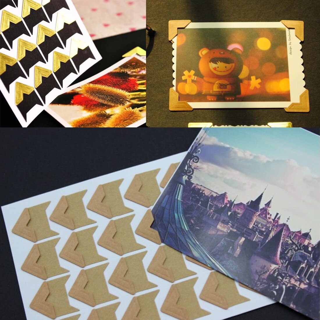 DIY retro corner kraft paper sticker album frame decoration scrapbook corner album corner retro kraft paper photo 24 / album