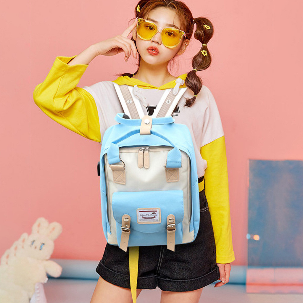 Korean Style Nylon Backpack For Women Simple Youth Travel Backpack Leisure School Bag Tote For Teen Girl Shoulder Bag 8