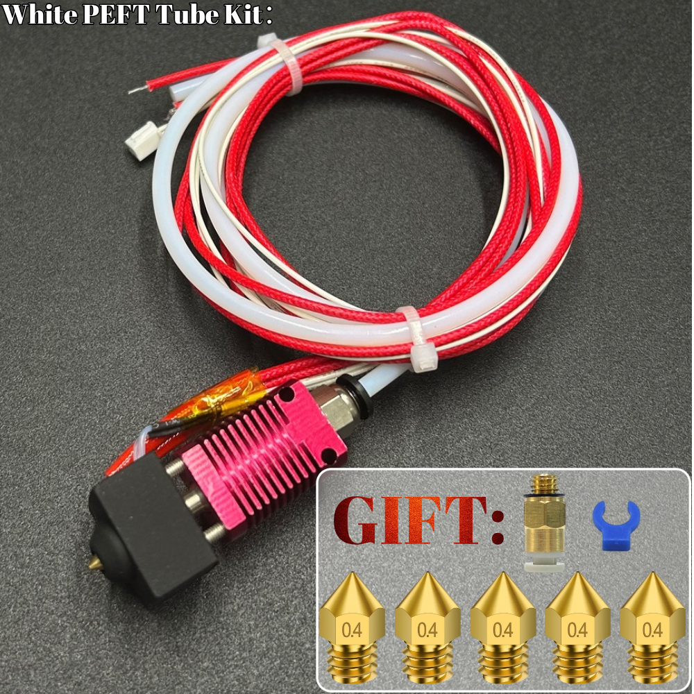 Ender-3/Ender-V2/CR10 Hotend kit MK8 J-Head 0.4mm Nozzle With Heater Thermistor For Ender-3/V2/ CR10 3D Printer parts DIY KIT: 2.2mm / WHITE