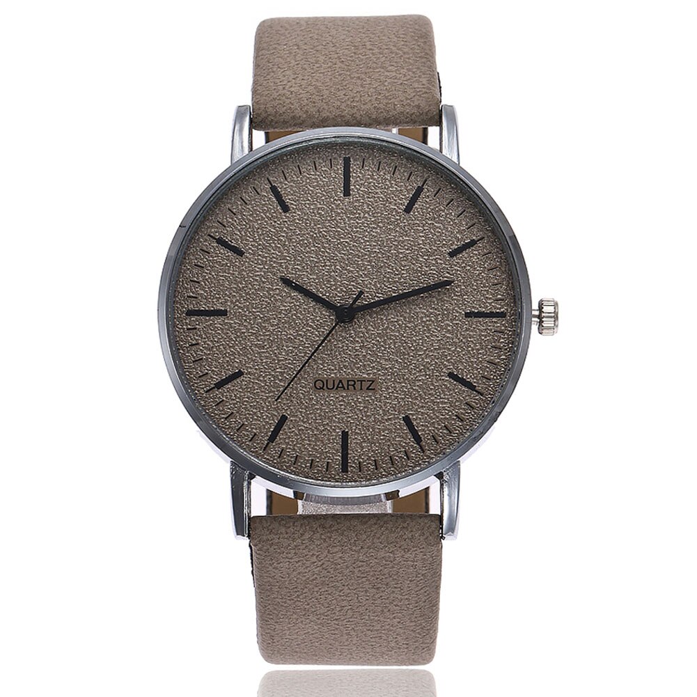 Vansvar Unisex Mannen Vrouwen Matte Dial Horloge Lederen Band Quartz Horloge EIG88: Grey