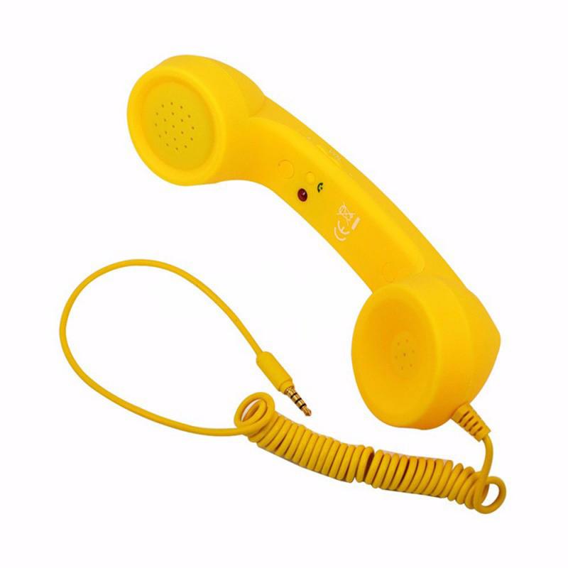 Retro Headset 3.5Mm Pop Telefoon Handset Comfort Telefoon Handset Mini Mic Speaker Telefoontje Ontvanger Voor Iphone Voor Samsung: Yellow