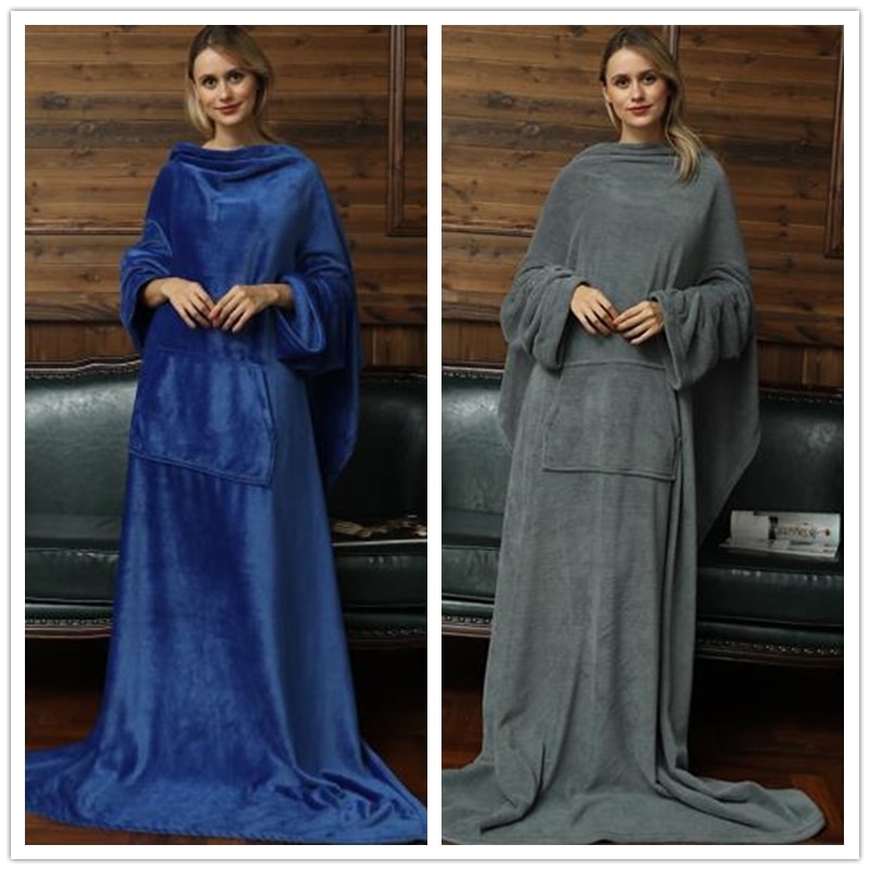Uusin hupullinen viltti aikuisten talvisohva tv huopa huppari koralli fleece lämmin puettava viltti 130 x 180cm