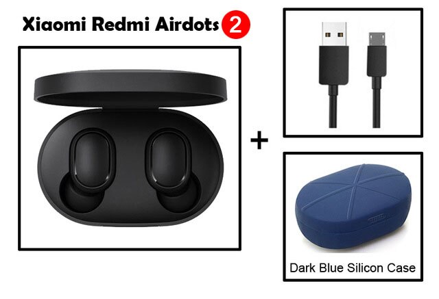 Original Xiaomi Redmi Airdots 2 TWS Bluetooth Earphone Stereo bass BT 5.0 Eeadphones With Mic Handsfree Earbuds AI Control: cable add Blue