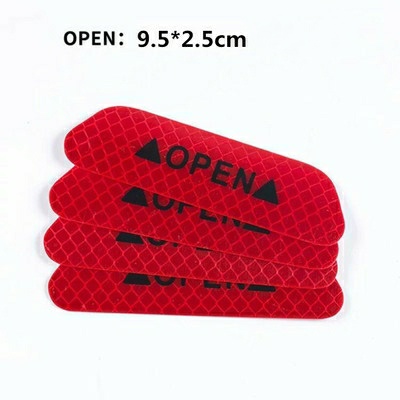 4 Stks/set Auto Deur Stickers Universele Veiligheid Waarschuwing Mark Open Hoge Reflecterende Tape Motorcycle Fietshelm Sticker: Rood