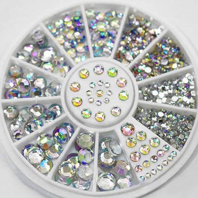 30 mønstre negle rhinestones sten ab farve rhinestone perler manicure til negle kunst dekorationer krystaller tilbehør: -en