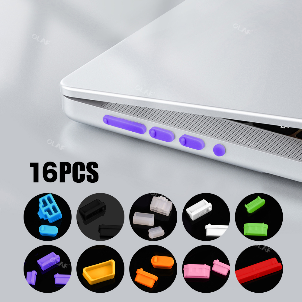 Bouchon Anti-poussière universel en Silicone pour ordinateur portable, 16 pièces, bouchon Anti-poussière pour ordinateur portable, Interface d'ordinateur Usb, couvercle étanche