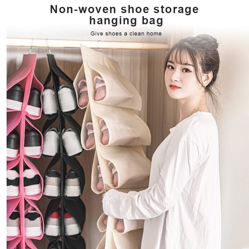 Organizador de bolso para colgar zapatos, bolsa de almacenamiento de viaje para el hogar, armario, bolsa de almacenaje para armario, puerta, de pared, con bolsa de colgar