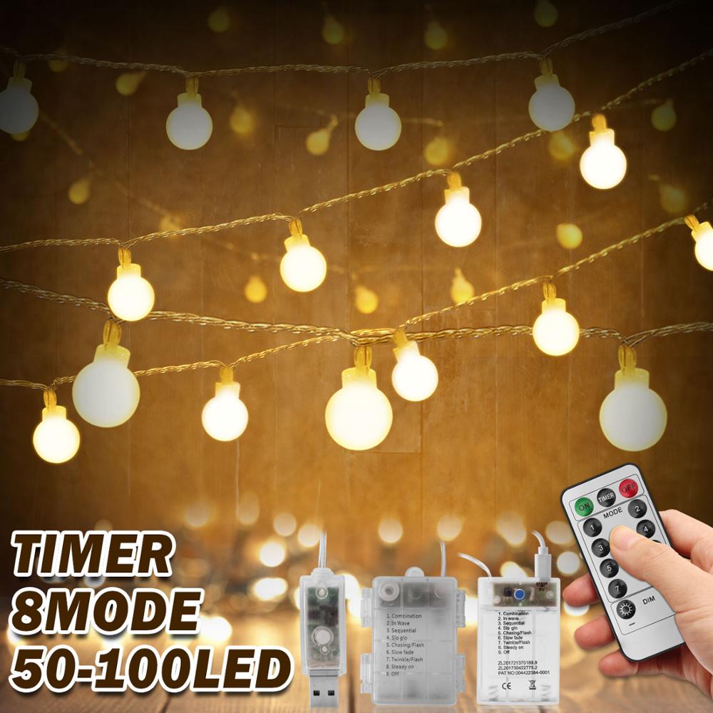 2 i 1 usb 100 ledet eventyrlys batteri års krans fjernkontroll 10m- strengs lys julepynt til hjemmet soverom